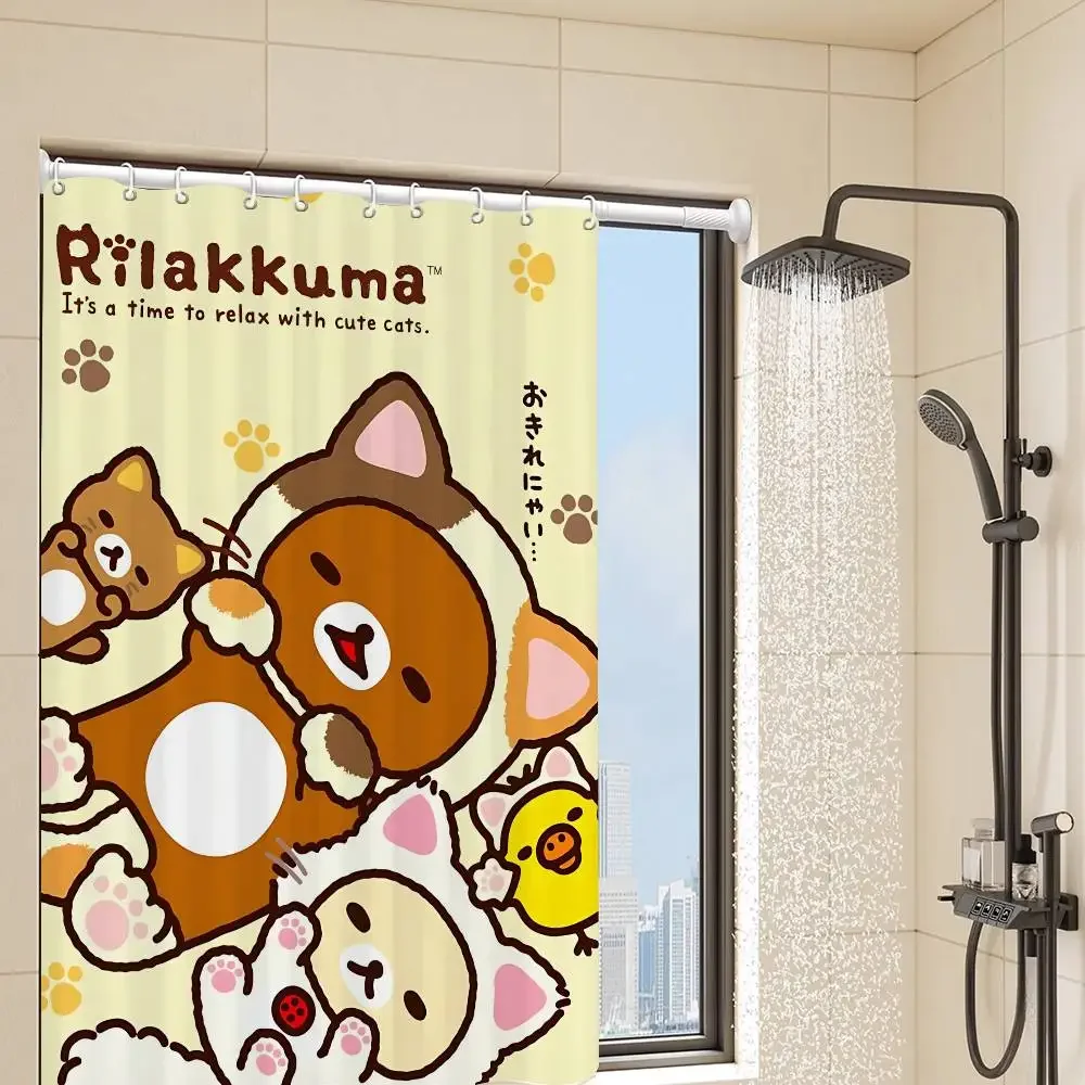 Classics R-rilakkuma-A 1pc Shower Curtain Polyester Waterproof Shower Curtain Bathroom Partition Curtain Decoration Accessorie