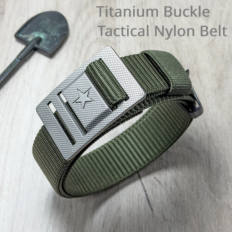 

New 35mm Pure Titanium Belt Woven 17-Style Metal Buckle Nylon Canvas Training Belt Armed Belt Military Training Tactical Belts