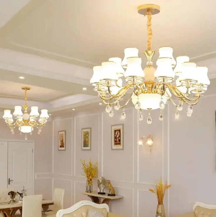 

European Style Chandelier Living Room Crystal Light American Luxury Atmosphere Hotel Candle Light Bedroom Dining Room Lighting