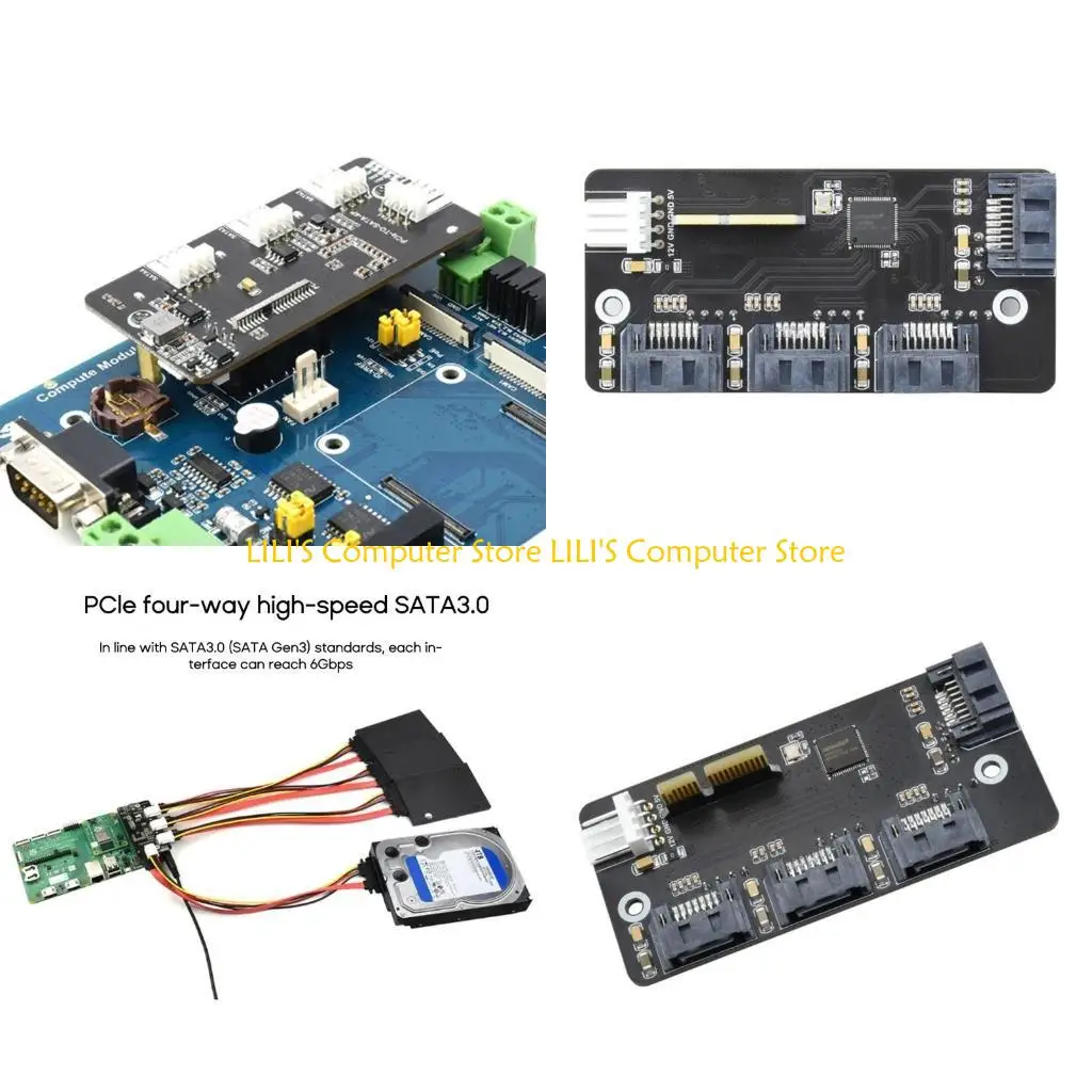 

A52B CM4 4CH SATA3.0 Expansion Card 6Gpbs High-Speed For RaspberryPi