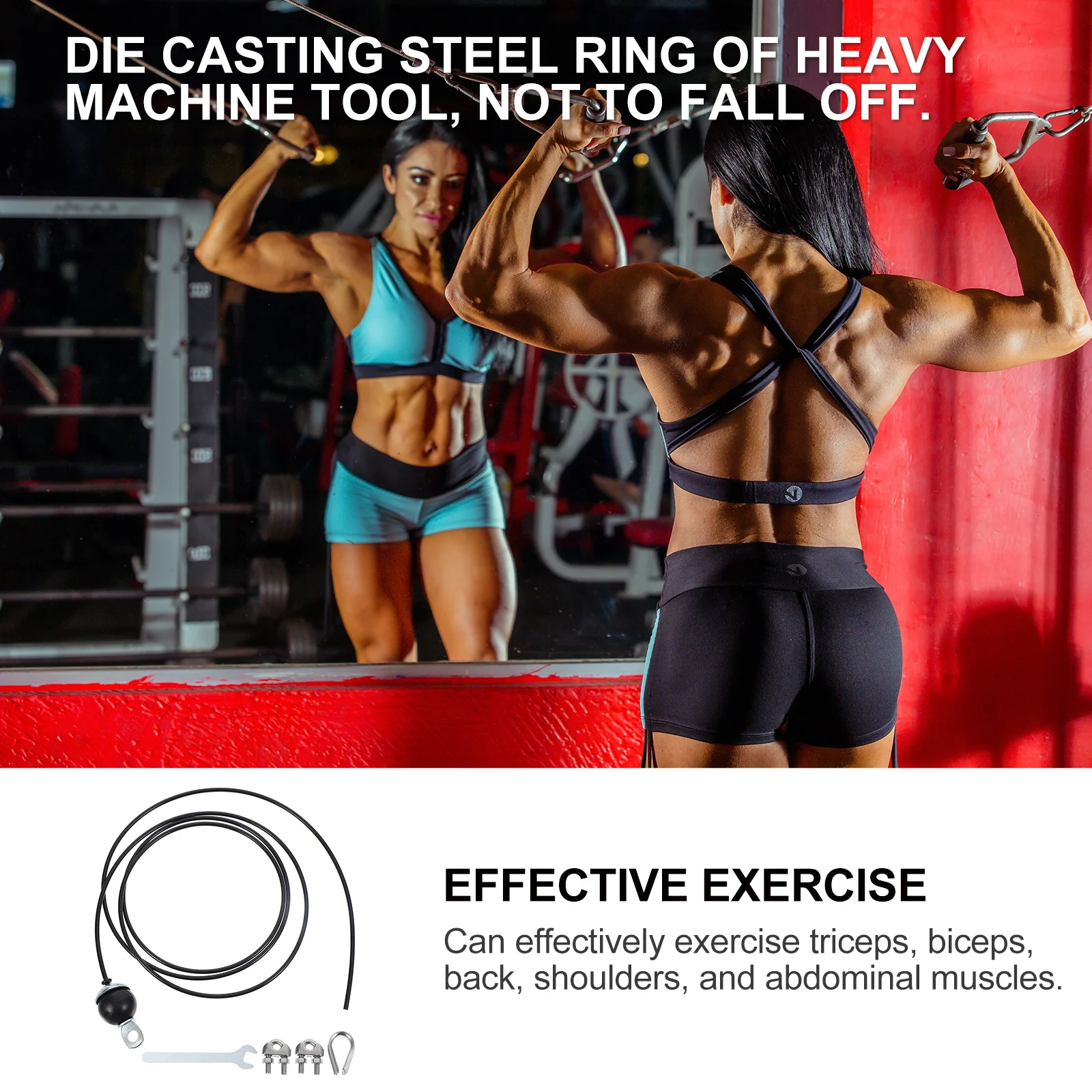 

1Set Professional Arm Pulley Rope System Steel Cable Wear Resistant Arm Workout Kit for Chest Enlargement and Abdominal