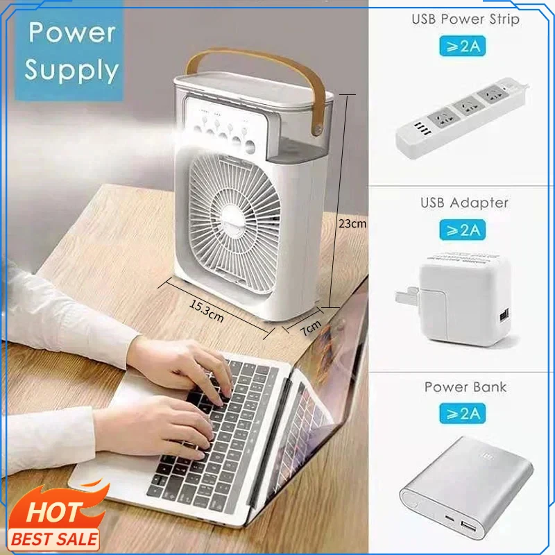 New 3 In 1 Fan AIr Conditioner Household Mini Air Cooler LED Night Light Portable Humidifier Air Adjustment Fan Office Home Fan