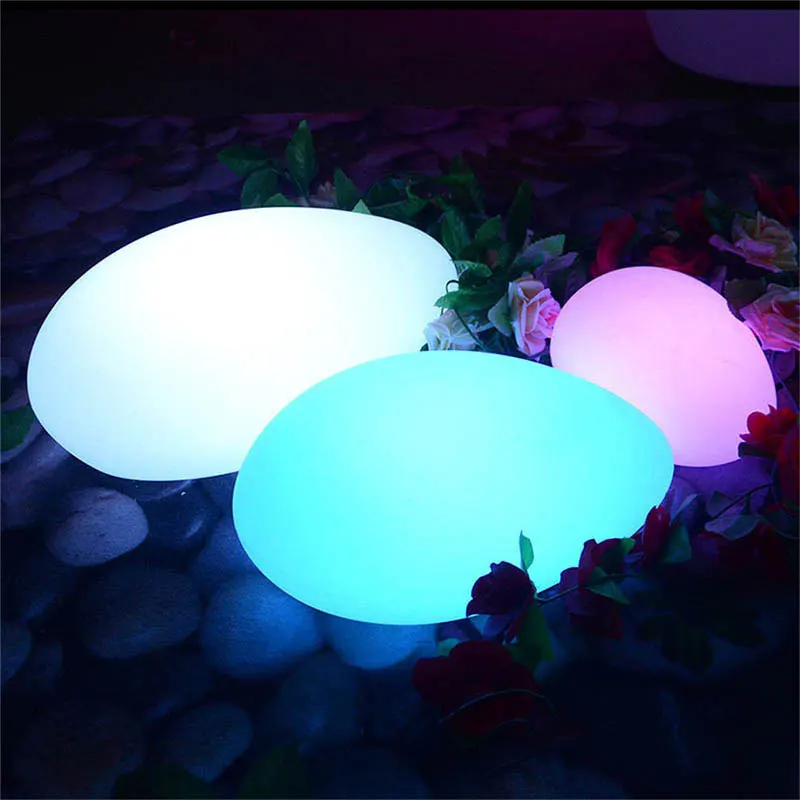 Solar Lights Outdoor, Glow Cobble Stone Shape Solar Garden Light Waterproof Color Changing Landscape Lights with Remote Control