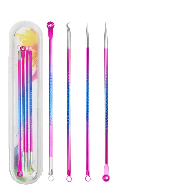 4ピースニキビ抽出セット、顔のニキビ、黒ずみ、ニキビを取り除くために使用され、肌を滑らかで柔らかくします。