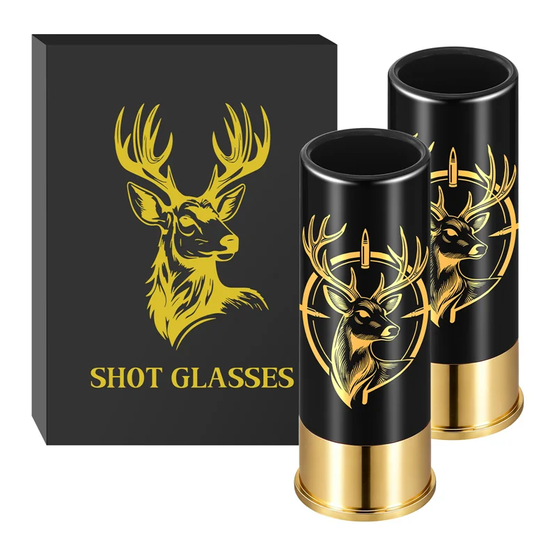 Deer Head Design Plastic Shot Glasses 12GA Suit Small Bullet Shot Cups for Club Wedding Party Drinkware Creative Gift Set image 2