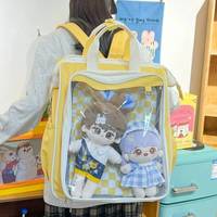 38cm Doll Japanese Ita Backpacks Large Capacity Students Bookbags Transparent Display JK Backpacks Casual Zipper Bags For Women 
