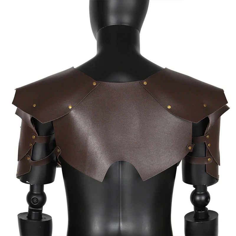 Arnés de pecho de armadura de hombro de pirata vikingo Medieval para hombres, cubierta de caballero vikingo de gladiador de cuero PU, capa LARP, disfraz de Cosplay de Anime