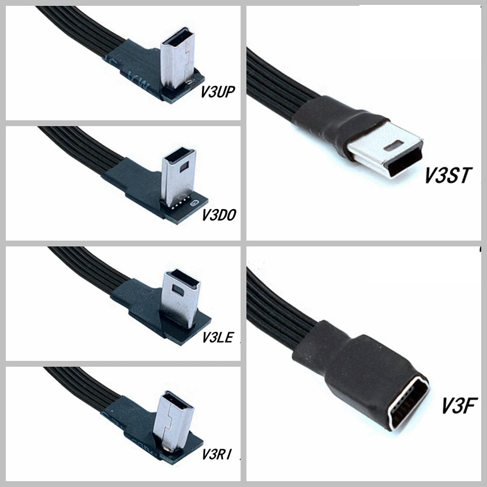 10ซม.90 Grad 4 Winkel Mini USB Buchse Auf Mini B 5 Pin Stecker Kabel อะแดปเตอร์50ซม.100ซม.