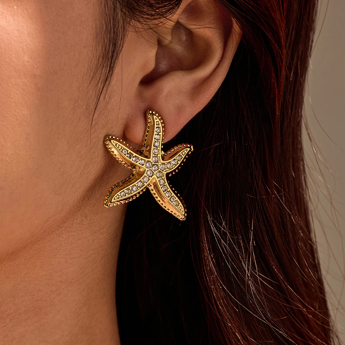 Cz stone pave sea star statement earrings stainless steel earrings for women sea animal ocean theme jewelry new in 2025