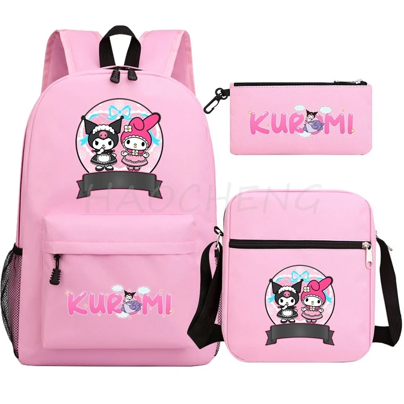 素敵なクロミメロディーバックパック十代のバッグガールズボーイズ 3 ピース/セット詐欺師 Rugzak スクールバッグかわいい鉛筆ケース