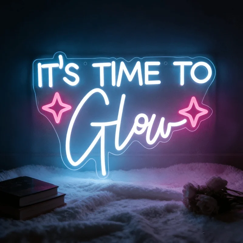 It Is Time To Glow Neon Sign USB LED Wall Light Dimmable for Birthday Bachelorette Party Girls Night Bedroom Festive Decor Gift