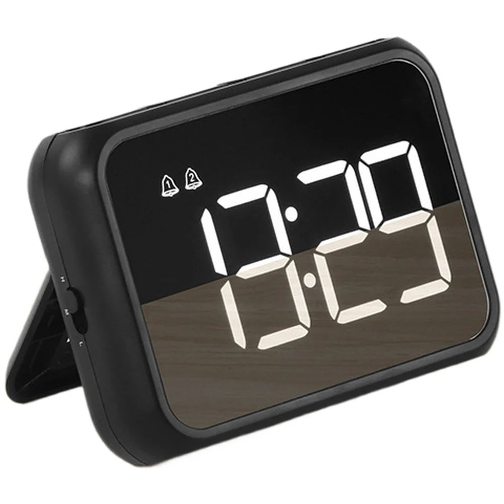 LED Display Alarm Clock with Easy to Press Snooze Button for Quick Extra Sleep Time During Morning Routine White Black