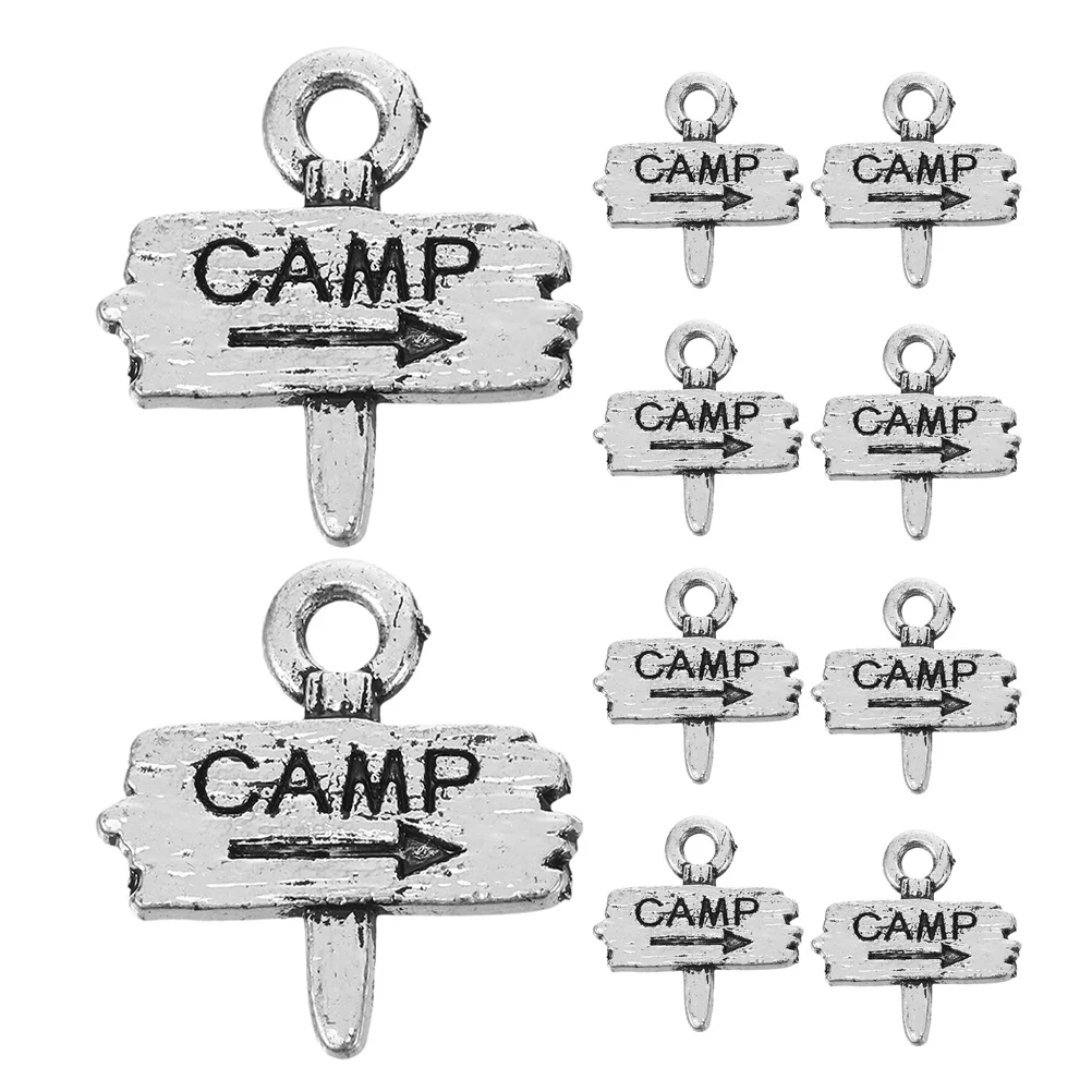 

10Pcs Alloy Retro Camp Charms Camp Sign Pendants DIY Jewelry Making Crafting Travel Keychains Camping Keychain