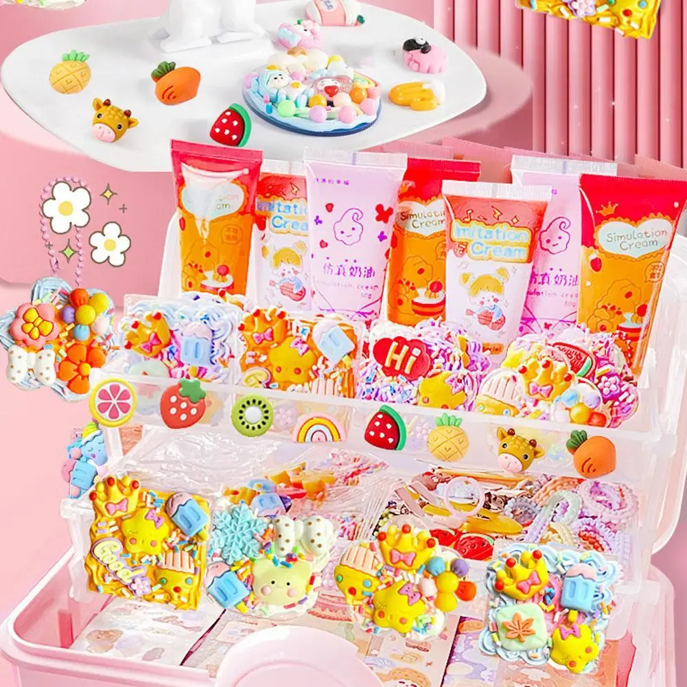 Cream Gum Goo Card Sticker Set Girls' Children's Toys Goo Card Plate Handbook Material Gift Box Handmade Diy Materials