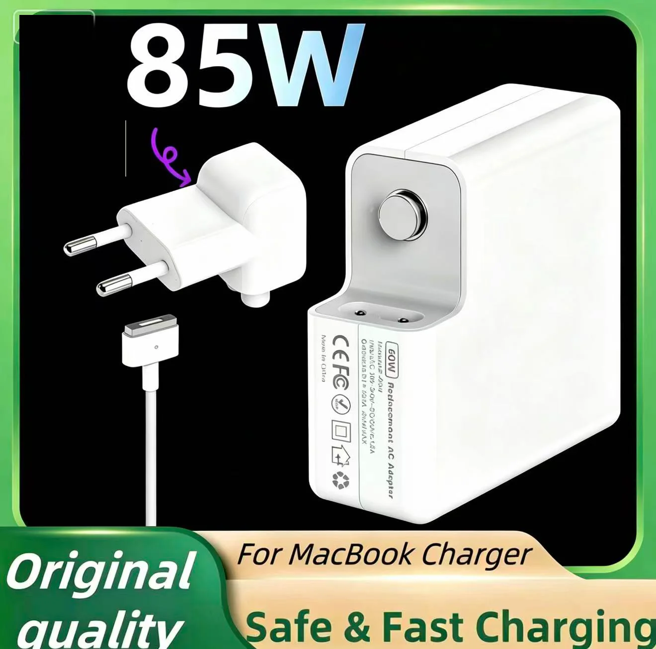 85W Mag2 T-Shape Power Adapter Compatible with MacBook Air/Pro, Magnetic Charger for A1398 (Retina, 15-inch)