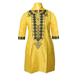 African Dresses For Woman Baizn Riche Embroidery Middle Dress With Scarf