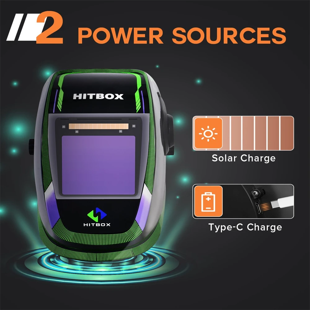 HITBOX Welding Helmet Ture Color Auto Darkening DIN4/5-9/9-13/16 HD LCD Dimming Screen 3.94