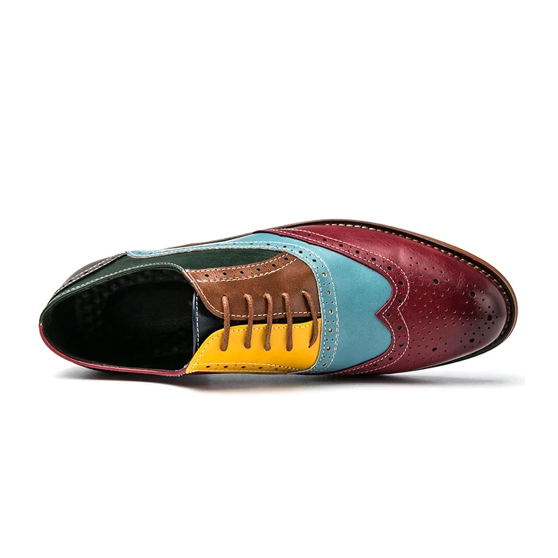 Bullock-Sapato Oxford Masculino Oco Esculpido em Renda, PU, Multicolorido, Clássico, Negócios, Casual, Festa, Retro, Moda, Novo