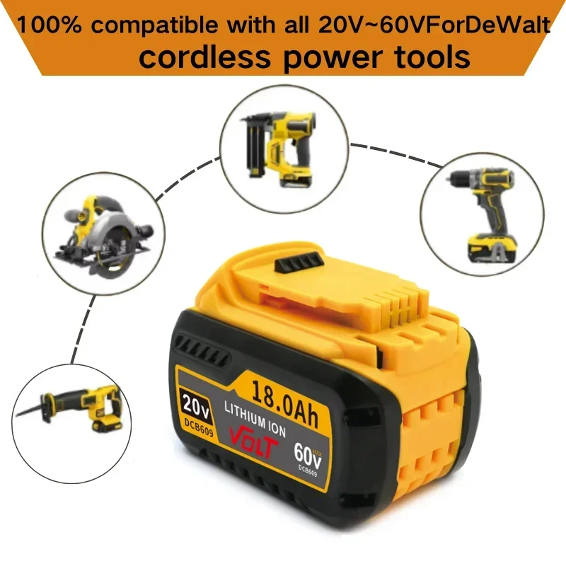 Original For DEWALT 20V For Flexvolt 20V/60V MAX DCB609 DCB547-XJ DCB205 DCB200 DCB182 DCB609-2 For Dewalt Lithium Ion Battery