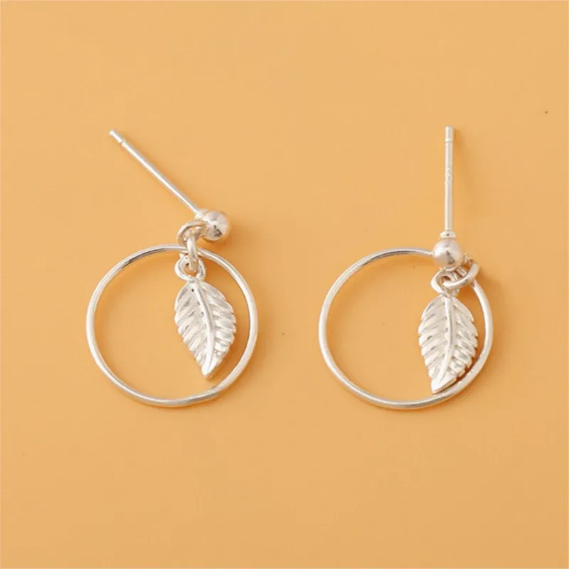 

Новые модные серьги-кольца с перьями из стерлингового серебра 925 пробы, гладкая поверхность, в форме листа, E263