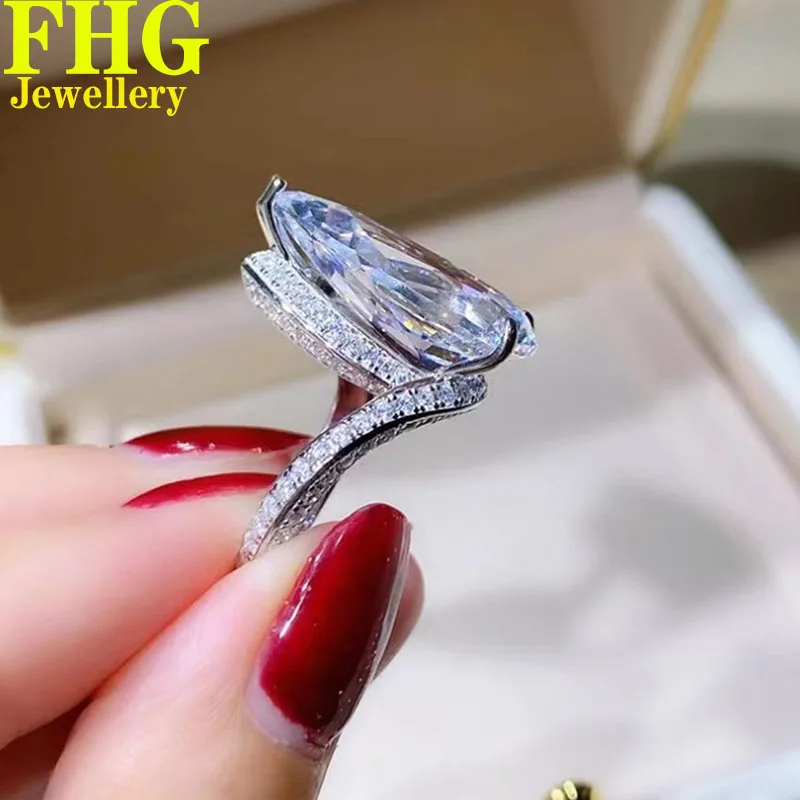 6 7 8 9 10Carat 14K Au585 White Gold Ring DVVS Pear shape Moissanite Diamonds Luxury Wedding Party Engagement Anniversary Ring