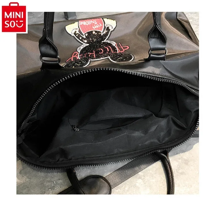 MINISO Disney-Bolsa de equipaje portátil con lentejuelas para estudiantes, bolso de gran capacidad para deportes, Fitness, Yoga