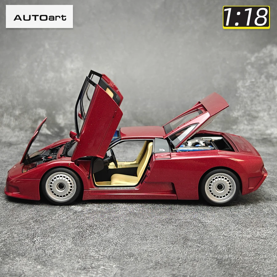 Bugatti EB110 GT Silver White Red 1/18 Autoart die cast model Static Display Holiday Gift Collection Collection card