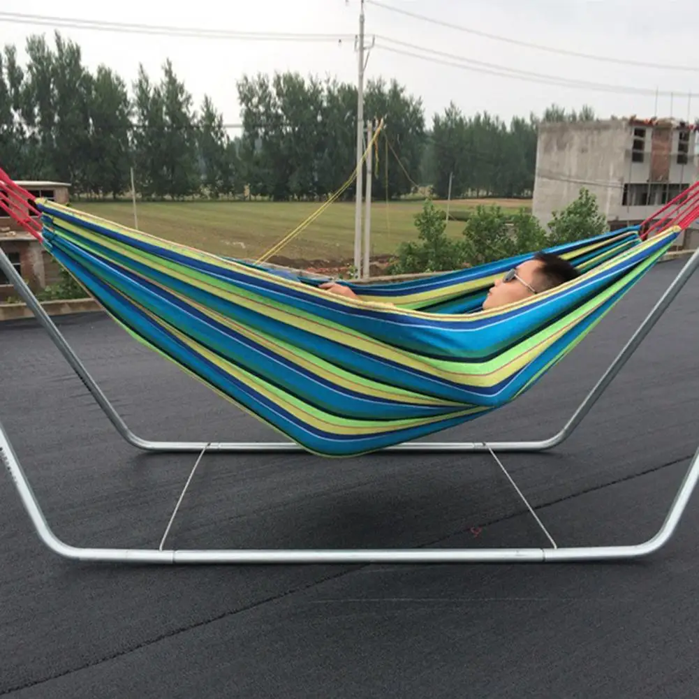 Strong Load-bearing Hammock Outdoor Canvas Hammock with Carry Bag Heavy Duty Portable Camping Gear Colorful Stripe Single Double