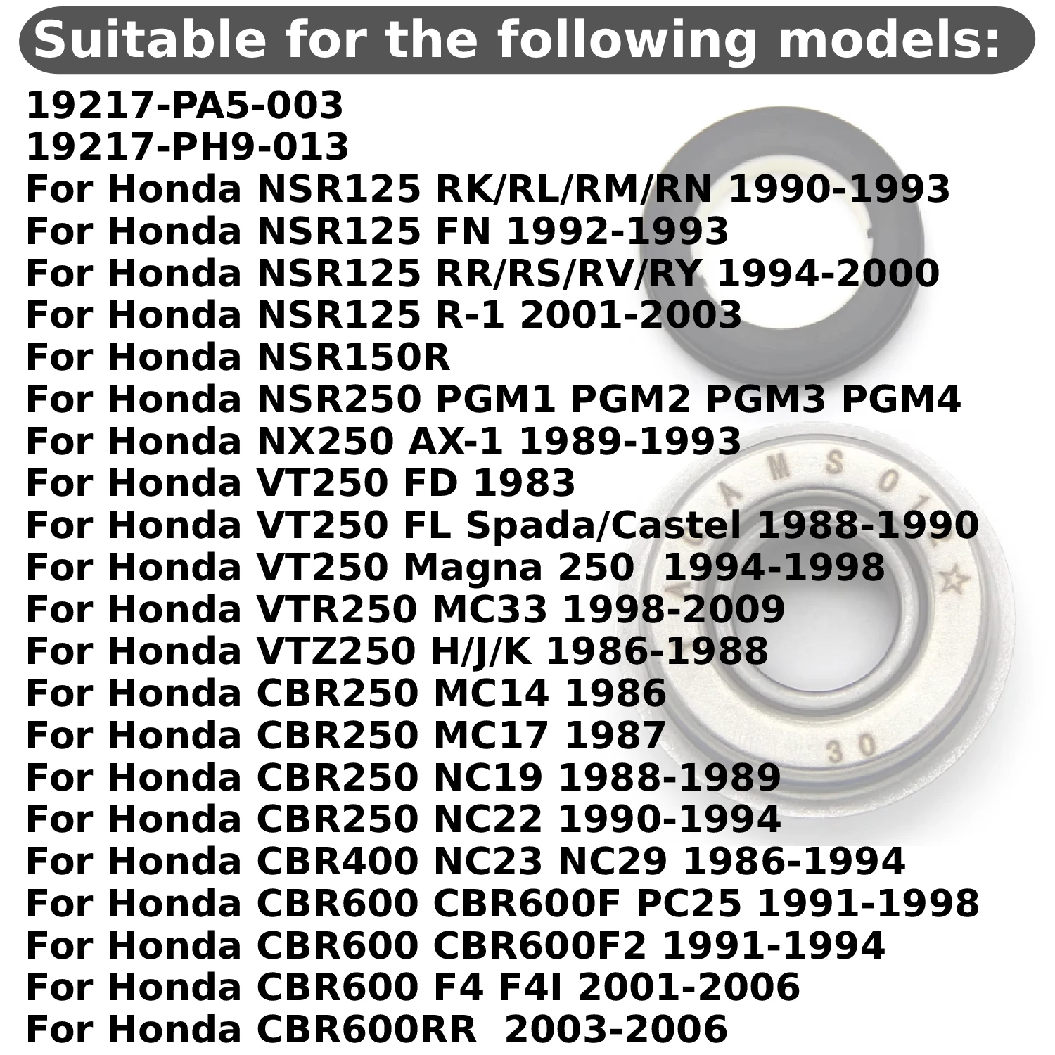 Water Pump Seals For Honda CBR600 CBR600F CBR600RR CBR1000RR Fireblade CBR900RR CBR1100XX CBR250 MC14 MC17 CBR400 NC29 CBR1000