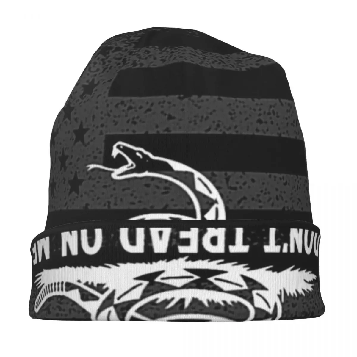 Black & White Dont Tread On Me American Flag Skullies Beanies Hat Vintage Men Women Outdoor Cap Warm Dual-use Bonnet Knit Hat image 2