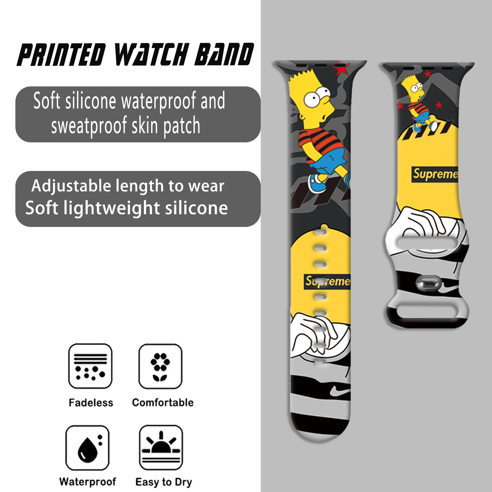 حزام ديزني سيمبسون المطبوع لساعة أبل 11 10 9 8 7 SE حزام ساعة من السيليكون قابل للاستبدال لساعة iWatch 46 مللي متر 44 مللي متر 42 مللي متر 41 مللي متر #3