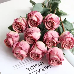 58cm Artificial Burnt Edge Rose Buds Wedding Home Decoration Ornaments Photography Props Decoration Table Baptême