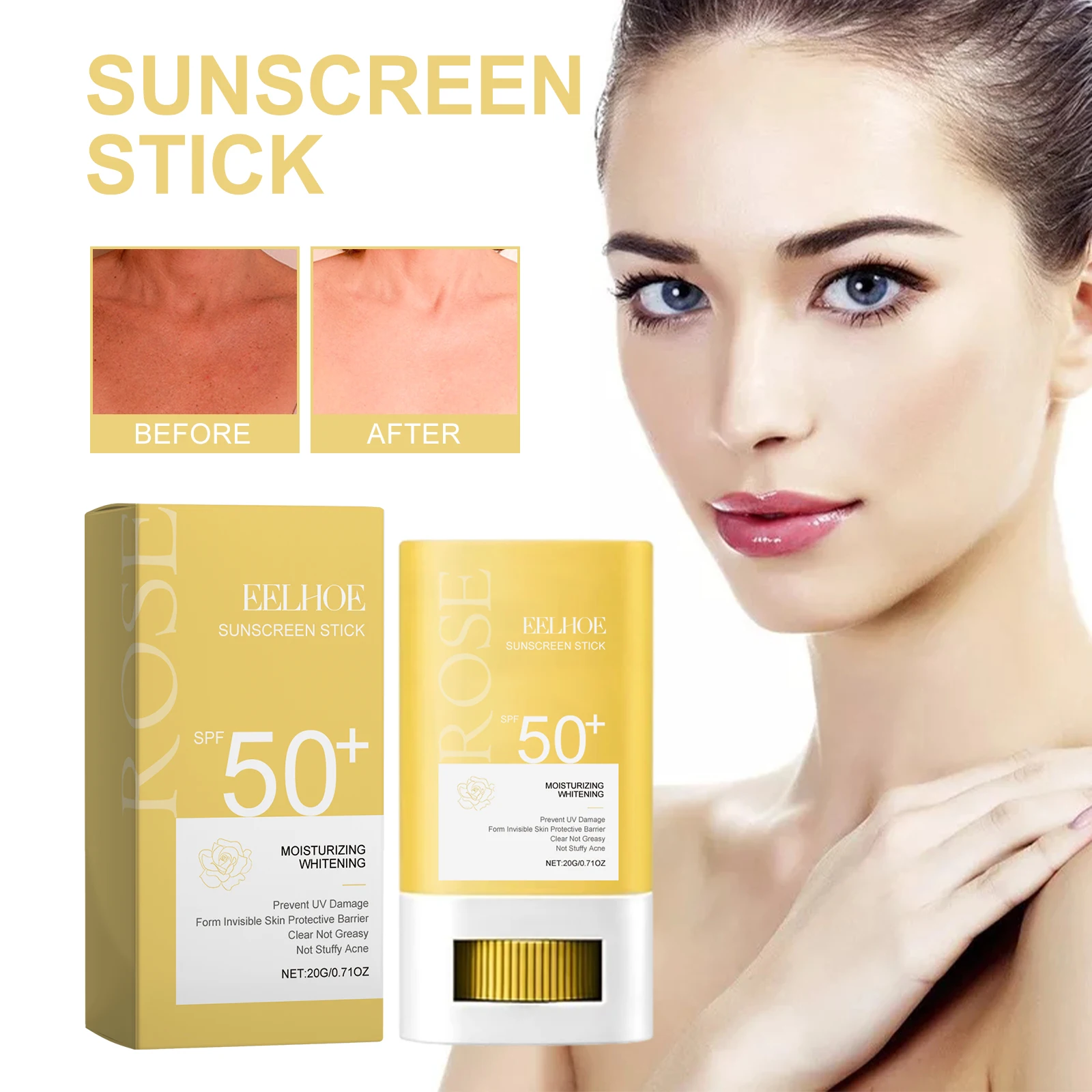 

EELHOE Rose УФ-защитный крем для улицы, УФ-отбеливающий кожу, портативный защитный крем для сухого масла