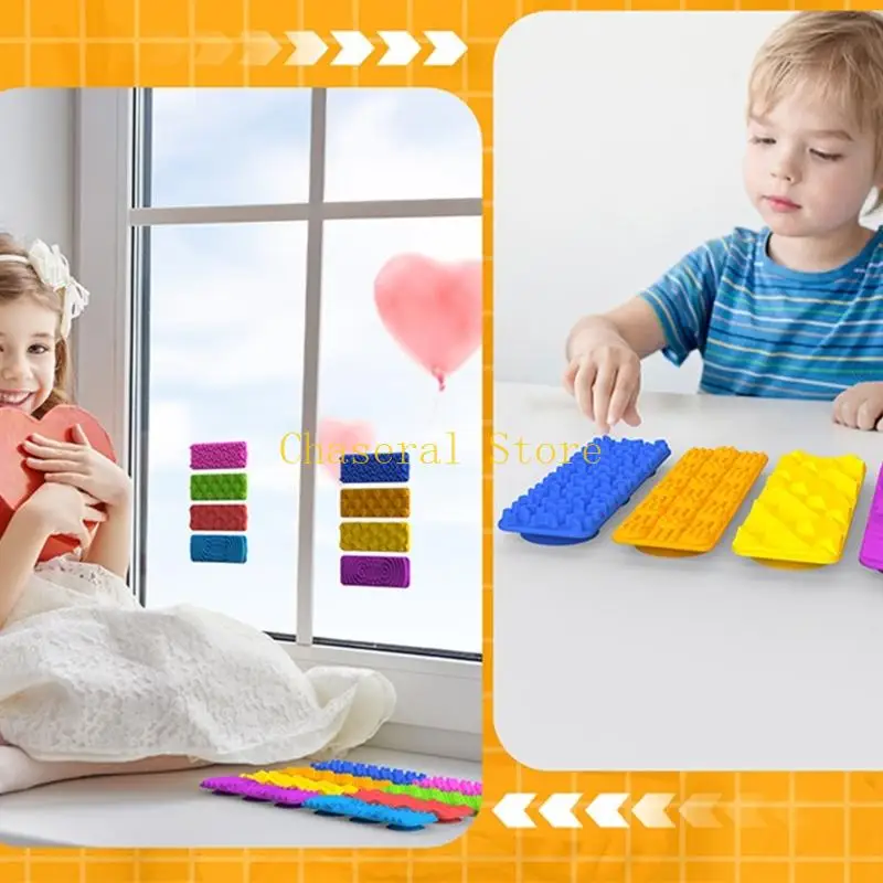 E7CE Creative Silicone Suction Cup Sensory Strips Stress Reduce Toy for Adults Kids Reusable Textured Fidgeting Solution Toy
