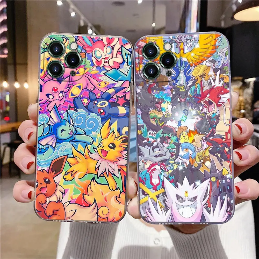 Pokemon Clear Case For iPhone 16 15 14 13 12 11 Pro Max Mini Xs XR X 7 8 Plus 6 Pikachu Eevee Soft Cover Silicone Cases