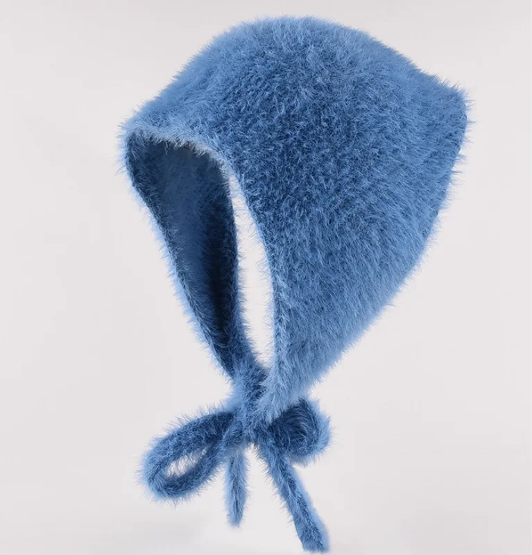 

Французский платок для женщин на осень и зиму, теплый плюшевый треугольный шарф, шапка