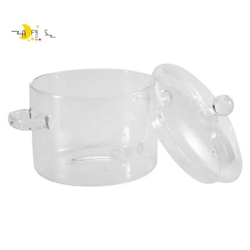 

AF95-Glass Saucepan With Cover,Stovetop Cooking Pot With Lid And Handle Simmer Pot Clear Soup Pot High Borosilicate