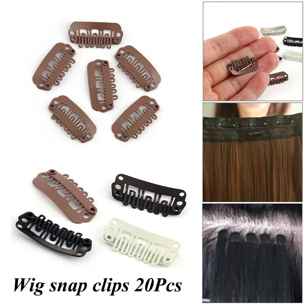 Extensão do cabelo com borracha de metal clipes para mulheres, cabelo Snap Clips, Wig Clips, Weave, Toupee Clips