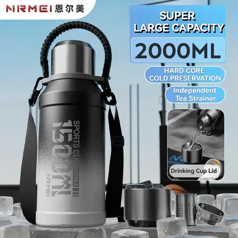 2L 보온병 병 절연 물병 진공 플라스크 스테인레스 스틸 열 병 차가운 커피 뜨거운 차 컵 Drinkware 체육관 머그잔