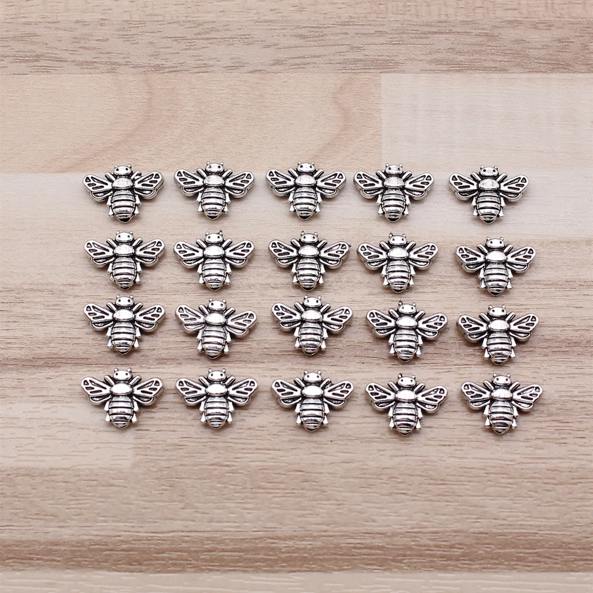 IFOCUS 20pcs/Lot Bee Beads For DIY Jewelry Making Zinc Alloy 12x8mm/0.47x0.31inch