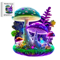 Colorful Mushroom Creative Wooden Puzzle, Uniquely Irregular Animal Shaped Wooden Toys, Creative Handmade Decoration, Home decor