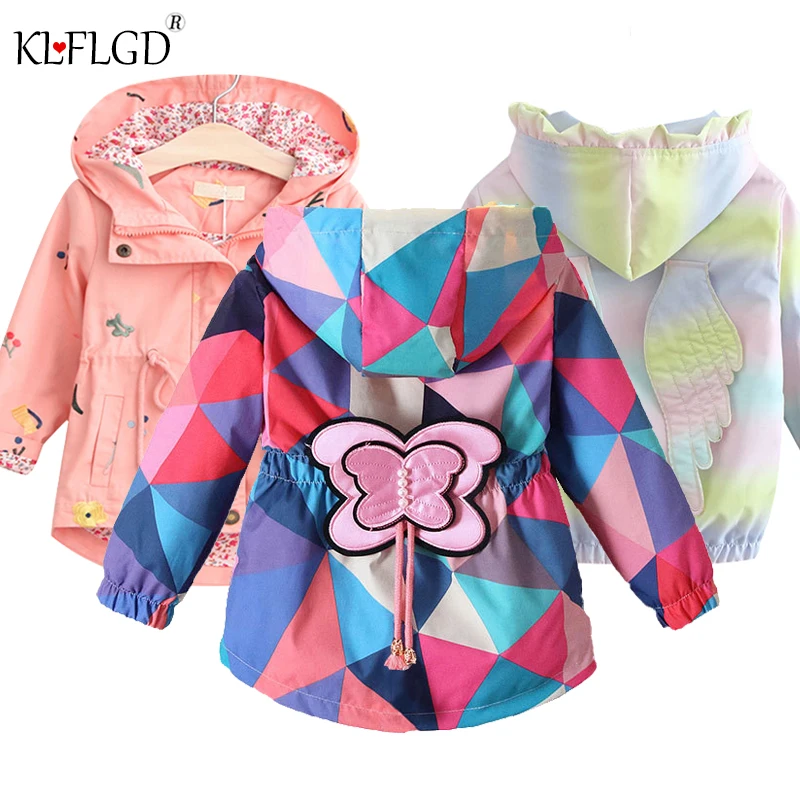 Girls baby girl windbreaker jacket kids flower embroidery long sleeve hooded windbreaker jacket autumn spring child jacket