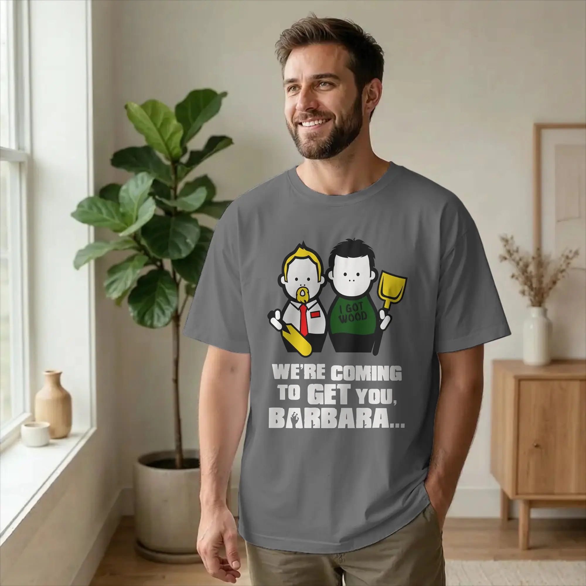 Novelty Shauns Zombie Dead Cartoon T-Shirt Men Round Neck Pure Cotton T Shirts Funny Cute Short Sleeve Tees Plus Size Clothing