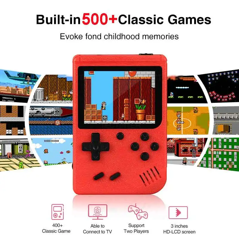 Handheld Games Console 500 Retro Games in 1 Portable Video Game Console 3.0 Inch HD LCD Screen Handheld Game Player AV Output