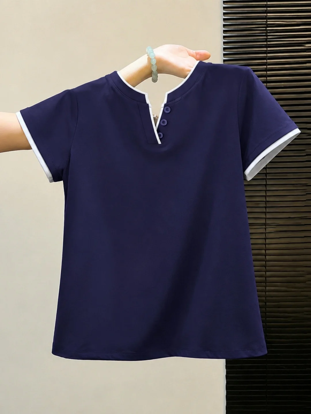 

Commuter Style Color Block Design Crew Neck Short Sleeve T Shirt Women's Fashion Versatile Summer Top Korean Version Straight...
