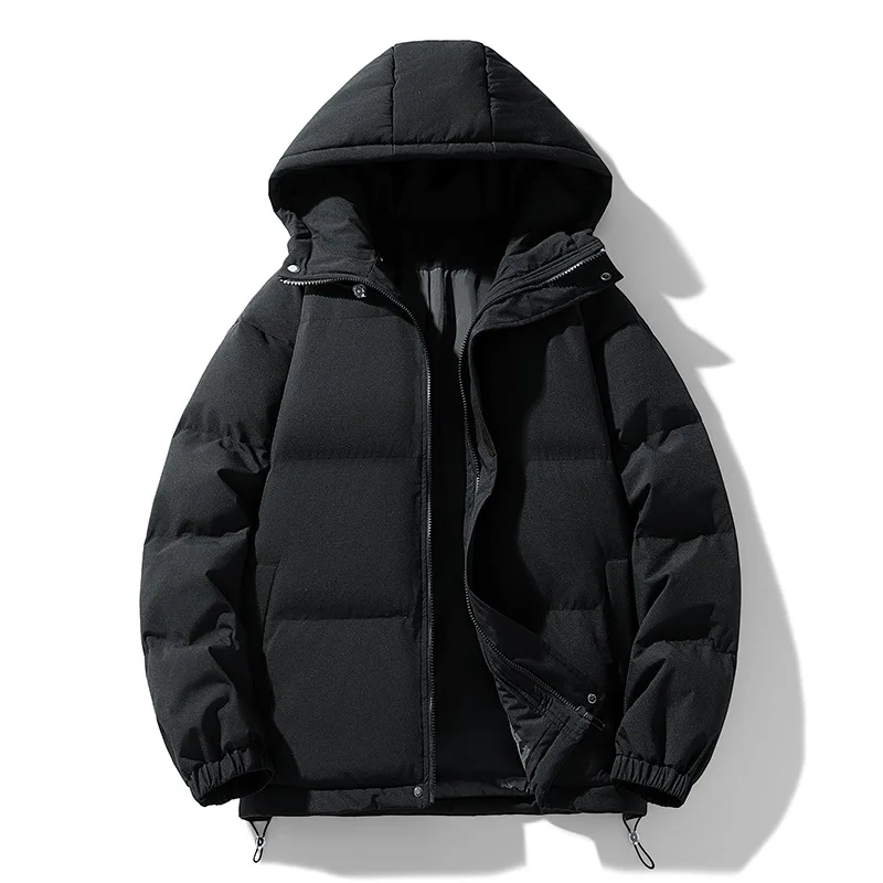 

Wnter 2025 New Fashion Winter Men's Solid Color Simple Basic Casual Trendy Loose Hooded Quilted Jackets Male Clothes Coats Tops