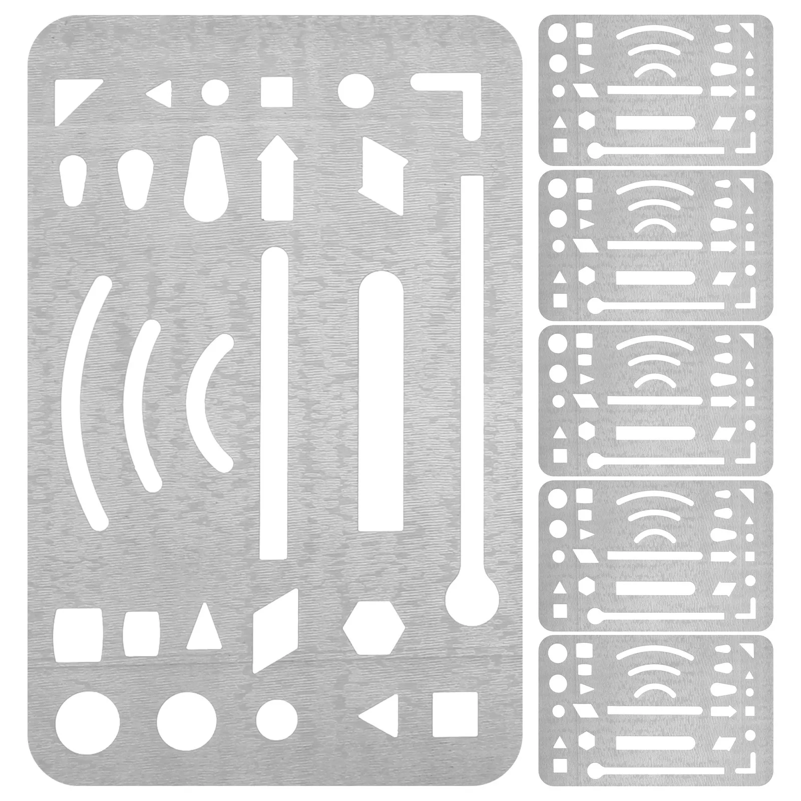 6Pcs Stainless Steel Erasing Shields Precision Drawing Templates for Technical School Office Formwork Measuring Tools
