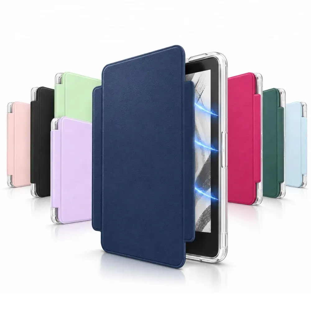 Magnetic Detachable 7 inch e-Reader Case Acrylic Auto Sleep Wake Folio Cover Transparent Back for Kindle Oasis 3/2