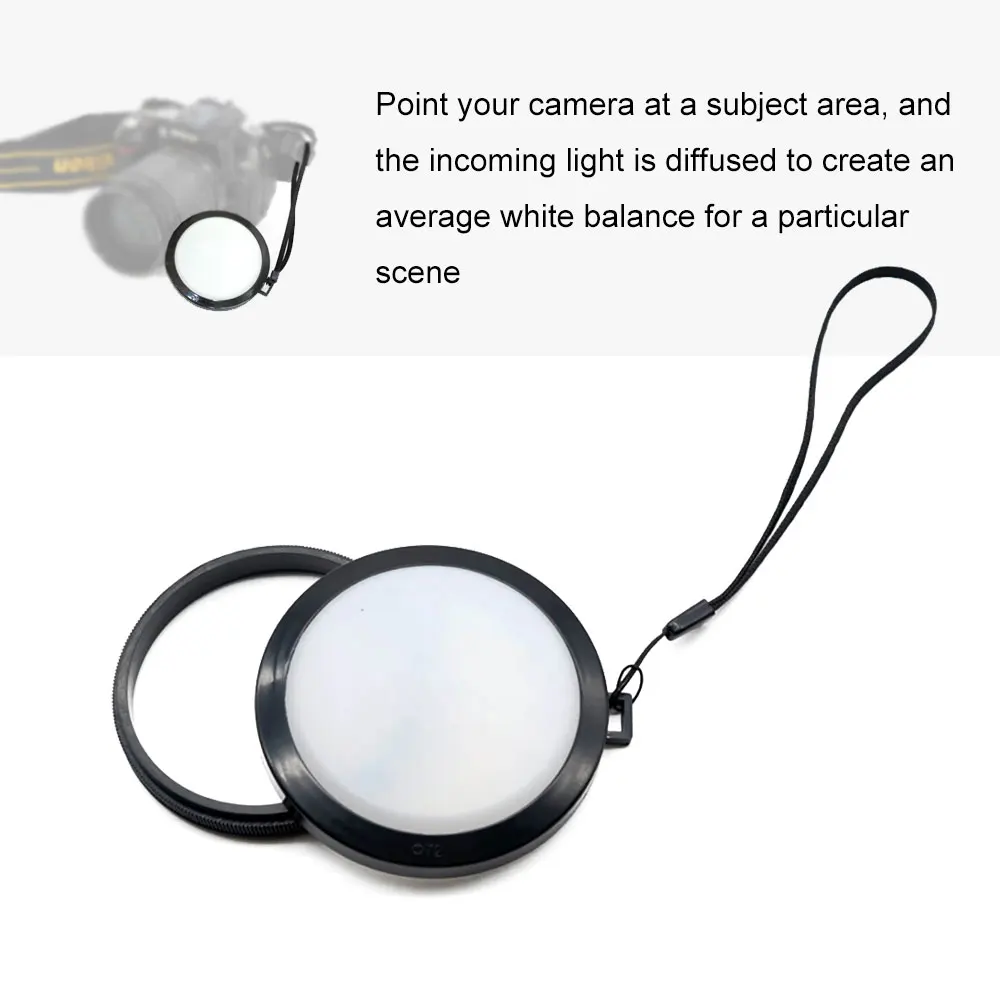 72mm 2-in-1 Lens Cap White Balance Filter Universal DSLR Mirrorless Camera Accessory for Accurate Color Calibration Photo Tool