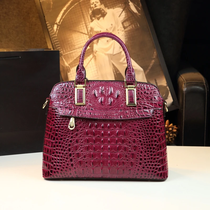 Crocodile pattern women\'s bag 2024 new fashionable and high-end handbag for middle-aged women